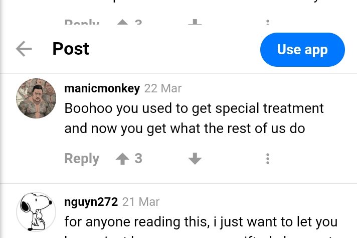 Bouhou vous étiez habitués à un traitement particulier et maintenant vous recevez la même chose que nous, les autres